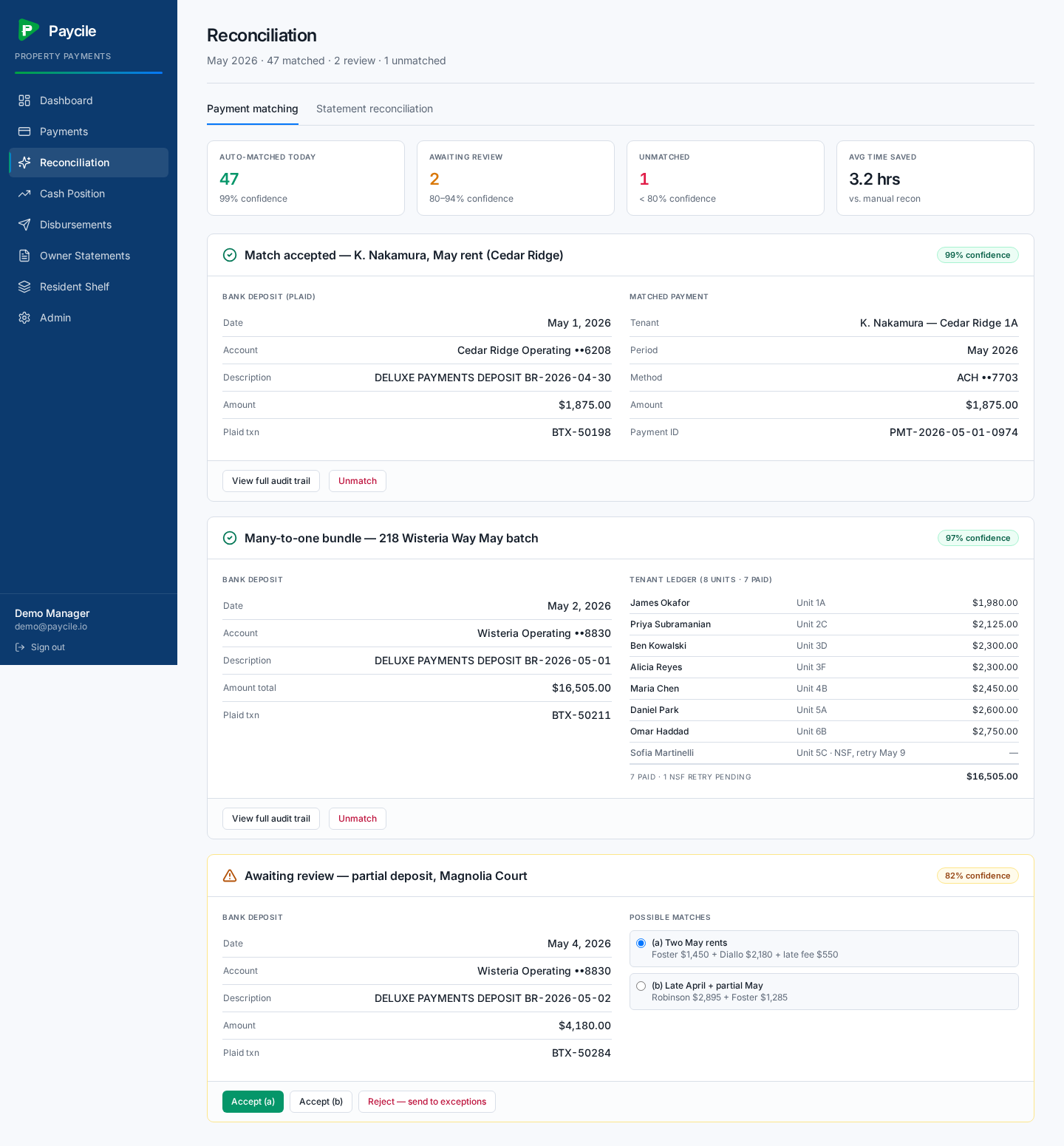 Reconciliation Dashboard